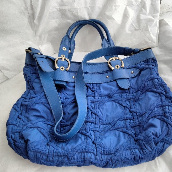 Stuart weitzman  blue leather and embroidered  hobo luxury bag - Picture 2 of 16